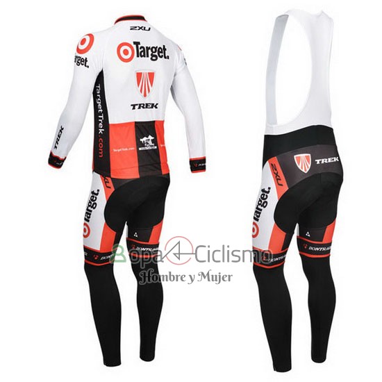 Trek Ropa Ciclismo Culotte Largo 2013 Mangas Largas Naranja y Blanco